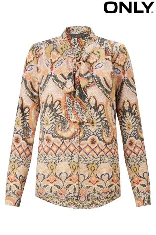 Only Rosabel Print Long Sleeve Bow Top